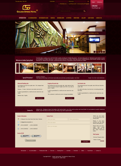 Thiết kế website giới thiệu khách sạn Golden Spring đẹp